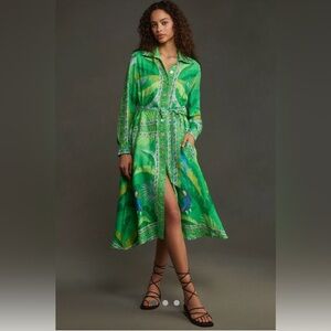 NWT🎉 Farm Rio Macaw Scarf Chemise Midi Dress size L